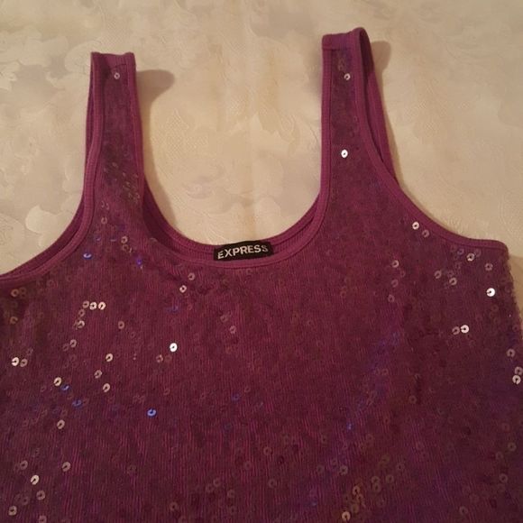 Express Tops - Purple Sequences Tank Top
